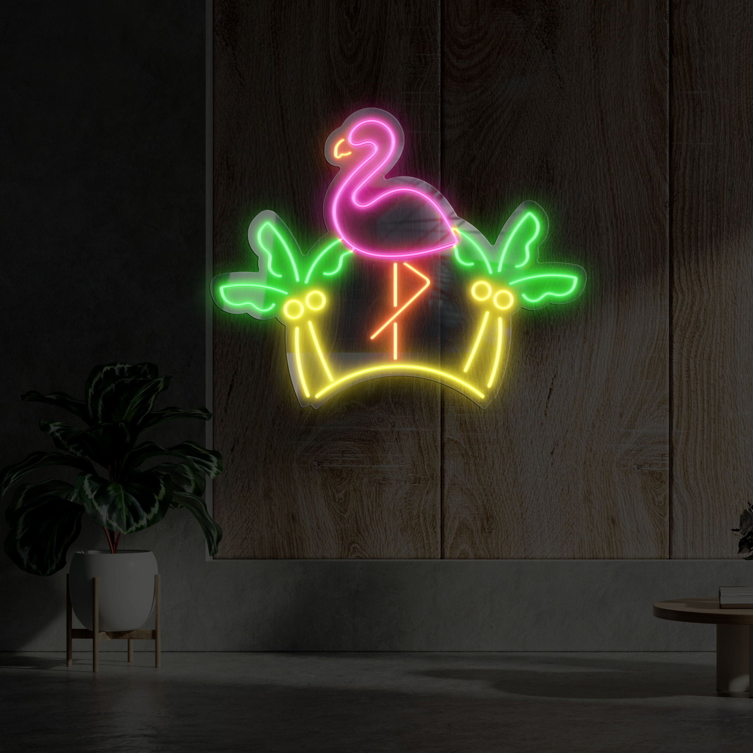 Living room interior in loft style with yellow armchair on empty