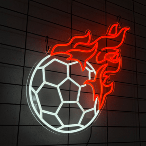 Neon LED Piłka Nożna Ogień