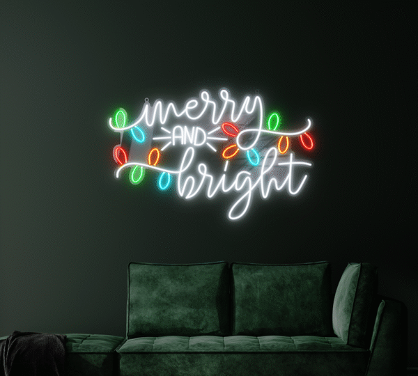 Napis LED Merry and Bright