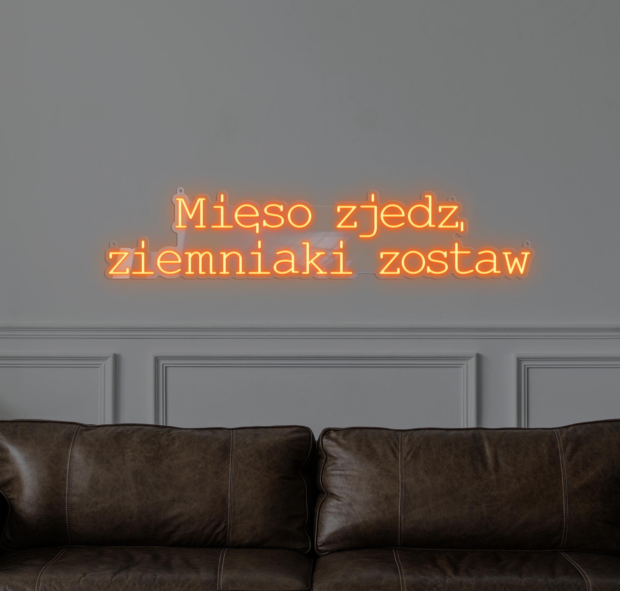 Napis LED Mięso Zjedz, Ziemniaki Zostaw