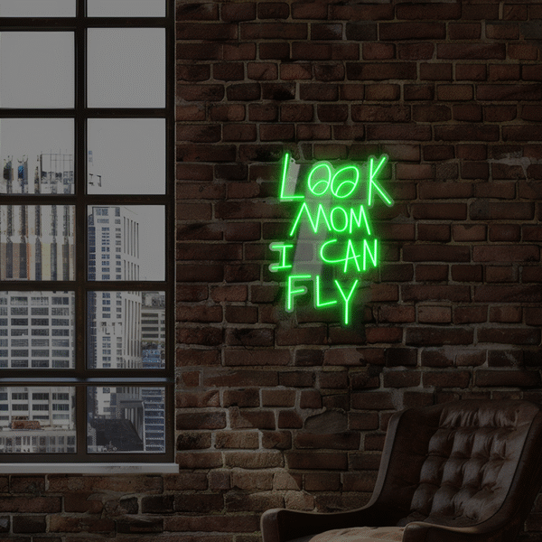 Napis LED Look Mom I Can Fly