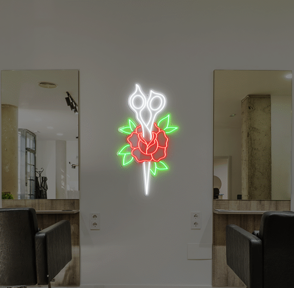 Neon LED Nożyczki Barberskie