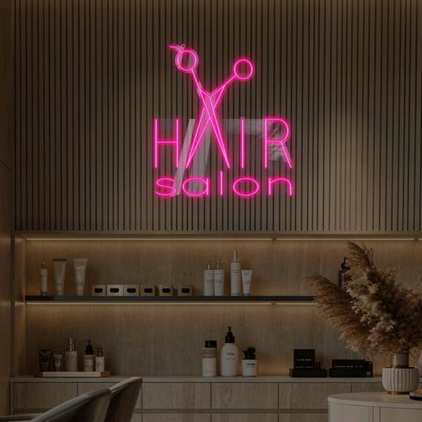 Napis LED HAIR SALON