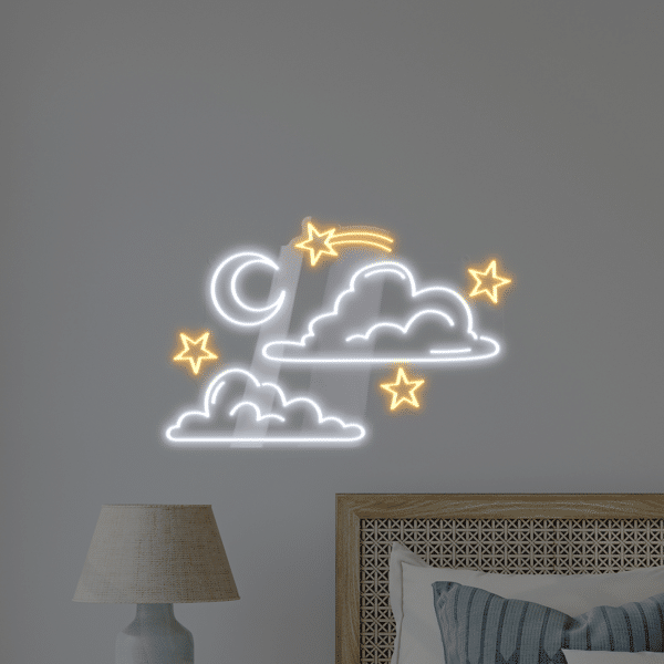 Neon LED Chmury i Gwiazdy