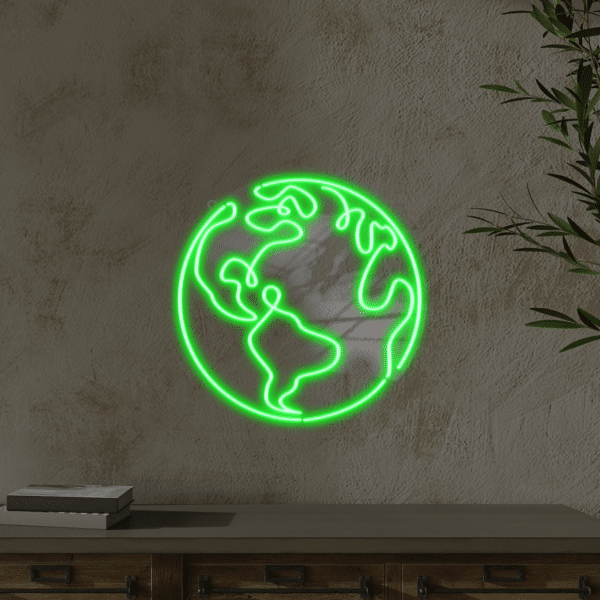 Neon LED Mapa Świata Globus