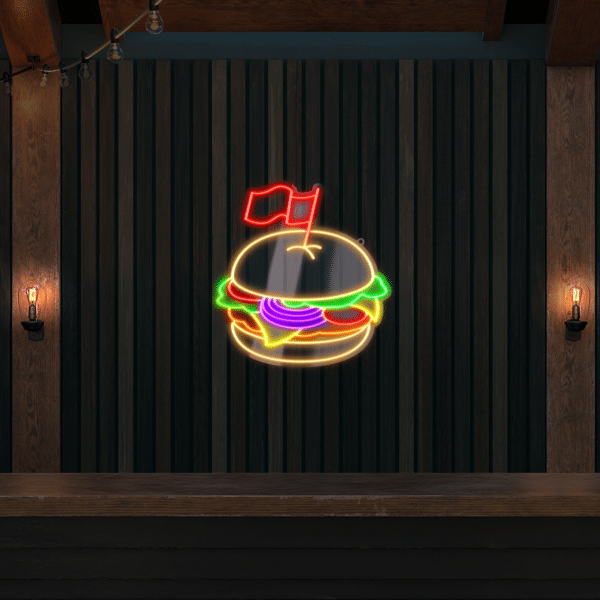 Neon LED Burger Flaga