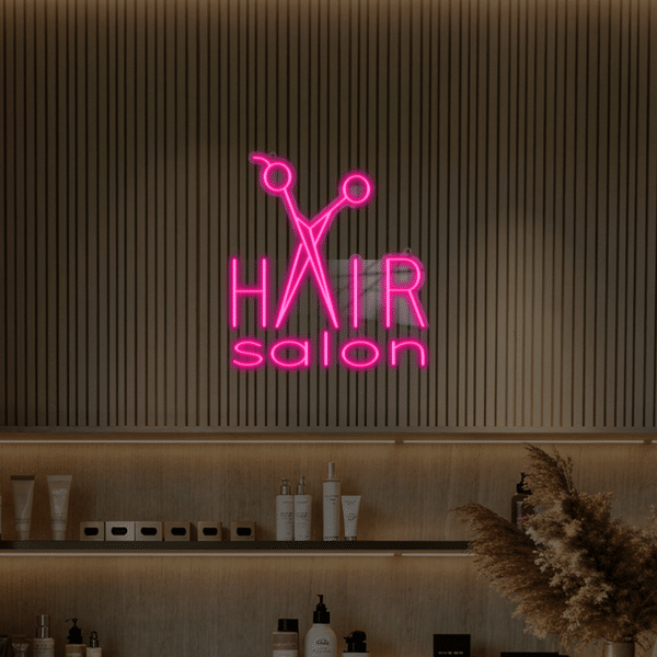 Napis LED HAIR SALON