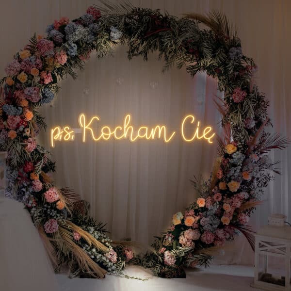 Napis LED PS. Kocham Cię