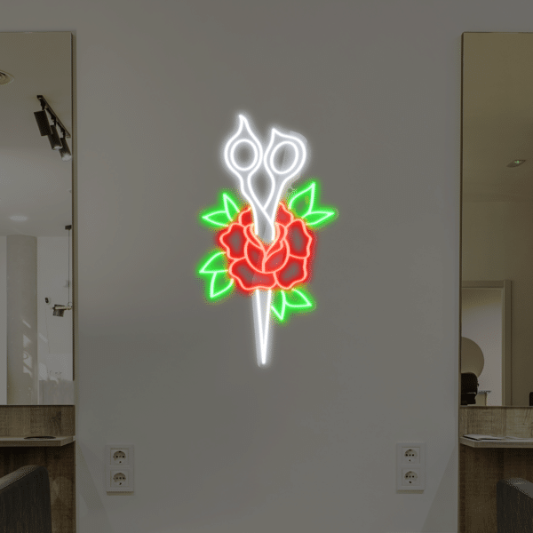 Neon LED Nożyczki Barberskie