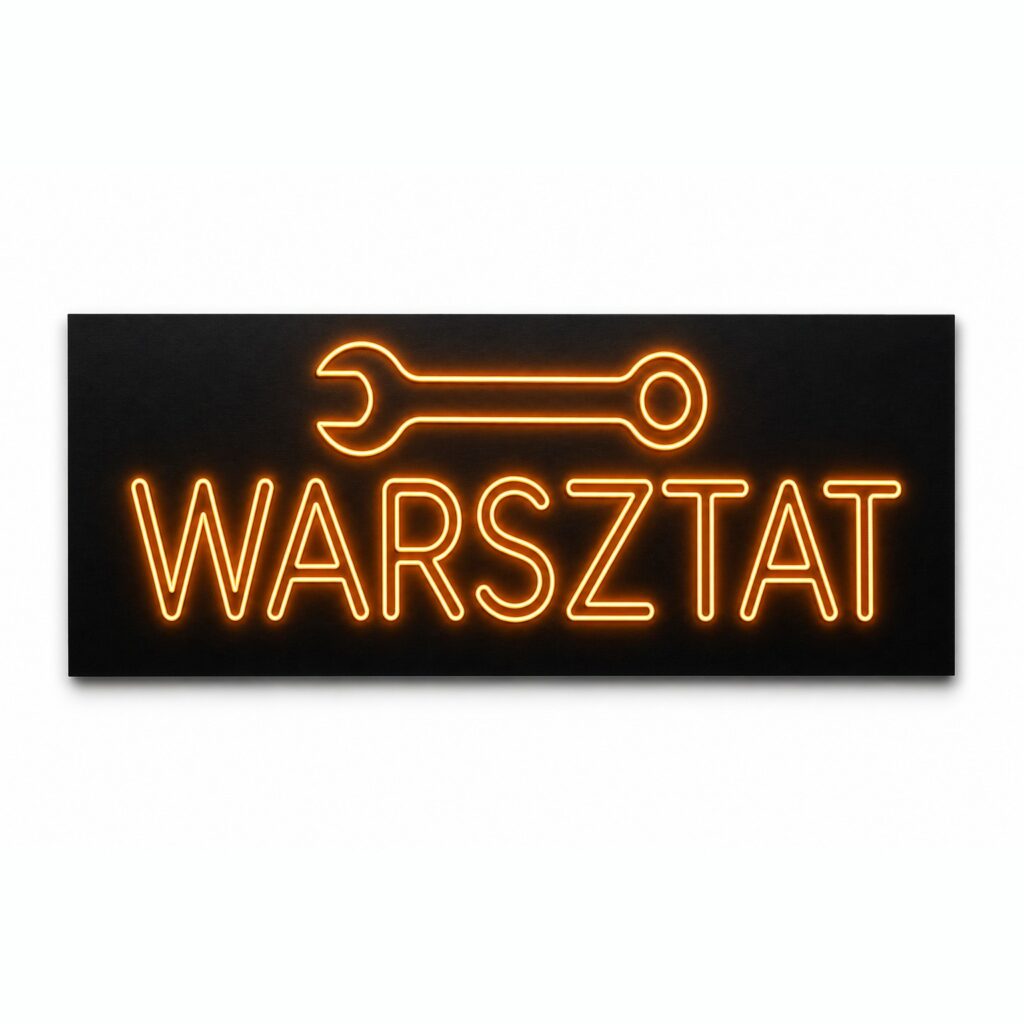 Neon zewnętrzny LED Warsztat